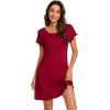 image:imageWiWi Super Soft Nightgowns for Women Cool Short Sleeve Night Shirt Bamboo Viscose Plus Size Sleepwear S4XDwine Red