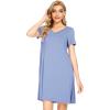 image:imageWiWi Super Soft Nightgowns for Women Cool Short Sleeve Night Shirt Bamboo Viscose Plus Size Sleepwear S4XFog Blue