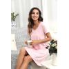image:imageWiWi Super Soft Nightgowns for Women Cool Short Sleeve Night Shirt Bamboo Viscose Plus Size Sleepwear S4XPink