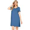 image:imageWiWi Super Soft Nightgowns for Women Cool Short Sleeve Night Shirt Bamboo Viscose Plus Size Sleepwear S4XPrussian Blue
