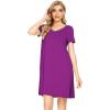 image:imageWiWi Super Soft Nightgowns for Women Cool Short Sleeve Night Shirt Bamboo Viscose Plus Size Sleepwear S4XPurple