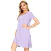 image:imageWiWi Super Soft Nightgowns for Women Cool Short Sleeve Night Shirt Bamboo Viscose Plus Size Sleepwear S4XTaro Purple