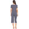 image:imageWiWi Viscose from Bamboo Pajamas Set for Women Super Soft Short Sleeve Tops Capri Pants Sleepwear Cooling Pjs Sets S3XAdark Grey