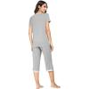 image:imageWiWi Viscose from Bamboo Pajamas Set for Women Super Soft Short Sleeve Tops Capri Pants Sleepwear Cooling Pjs Sets S3XAheather Grey