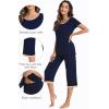 image:imageWiWi Viscose from Bamboo Pajamas Set for Women Super Soft Short Sleeve Tops Capri Pants Sleepwear Cooling Pjs Sets S3XAnavy