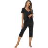 image:imageWiWi Viscose from Bamboo Pajamas Set for Women Super Soft Short Sleeve Tops Capri Pants Sleepwear Cooling Pjs Sets S3XBblack