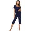 image:imageWiWi Viscose from Bamboo Pajamas Set for Women Super Soft Short Sleeve Tops Capri Pants Sleepwear Cooling Pjs Sets S3XBnavy