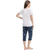 image:imageWiWi Viscose from Bamboo Pajamas Set for Women Super Soft Short Sleeve Tops Capri Pants Sleepwear Cooling Pjs Sets S3XBraw WhiteDark Navy Star