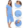 image:imageWiWi Viscose from Bamboo Pajamas Set for Women Super Soft Short Sleeve Tops Capri Pants Sleepwear Cooling Pjs Sets S3XCsky Blue