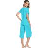 image:imageWiWi Viscose from Bamboo Pajamas Set for Women Super Soft Short Sleeve Tops Capri Pants Sleepwear Cooling Pjs Sets S3XCturquoise