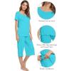 image:imageWiWi Viscose from Bamboo Pajamas Set for Women Super Soft Short Sleeve Tops Capri Pants Sleepwear Cooling Pjs Sets S3XCturquoise