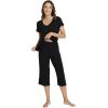 image:imageWiWi Viscose from Bamboo Womens Summer Pajama Set Loungewear Soft 2 Piece Printed Capris Pjs SXXLBlack