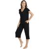 image:imageWiWi Viscose from Bamboo Womens Summer Pajama Set Loungewear Soft 2 Piece Printed Capris Pjs SXXLBlack
