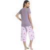 image:imageWiWi Viscose from Bamboo Womens Summer Pajama Set Loungewear Soft 2 Piece Printed Capris Pjs SXXLGreyPeony