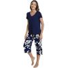 image:imageWiWi Viscose from Bamboo Womens Summer Pajama Set Loungewear Soft 2 Piece Printed Capris Pjs SXXLNavy Floral
