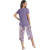 image:imageWiWi Viscose from Bamboo Womens Summer Pajama Set Loungewear Soft 2 Piece Printed Capris Pjs SXXLPurpleFloral