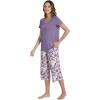 image:imageWiWi Viscose from Bamboo Womens Summer Pajama Set Loungewear Soft 2 Piece Printed Capris Pjs SXXLPurpleFloral