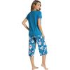 image:imageWiWi Viscose from Bamboo Womens Summer Pajama Set Loungewear Soft 2 Piece Printed Capris Pjs SXXLTeal BluePeony