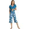 image:imageWiWi Viscose from Bamboo Womens Summer Pajama Set Loungewear Soft 2 Piece Printed Capris Pjs SXXLTeal BluePeony