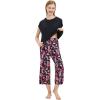 image:imageWiWi Viscose from Bamboo Womens Top and Capris Pajamas Set Super Soft Short Sleeve Sleepwear Cooling Scoop Neck Pjs SXXLBblack Magnolia
