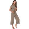image:imageWiWi Viscose from Bamboo Womens Top and Capris Pajamas Set Super Soft Short Sleeve Sleepwear Cooling Scoop Neck Pjs SXXLBcamel