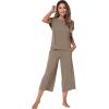 image:imageWiWi Viscose from Bamboo Womens Top and Capris Pajamas Set Super Soft Short Sleeve Sleepwear Cooling Scoop Neck Pjs SXXLBcamel