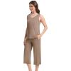 image:imageWiWi Women Pajama Set Sleeveless Top with Capri Pants Viscose from Bamboo Super Soft VNeck Tank Cooling PJ Sets SXXLAcamel