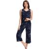 image:imageWiWi Women Pajama Set Sleeveless Top with Capri Pants Viscose from Bamboo Super Soft VNeck Tank Cooling PJ Sets SXXLAnavy Stars