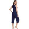 image:imageWiWi Women Pajama Set Sleeveless Top with Capri Pants Viscose from Bamboo Super Soft VNeck Tank Cooling PJ Sets SXXLBnavy