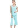 image:imageWiWi Women Pajama Set Sleeveless Top with Capri Pants Viscose from Bamboo Super Soft VNeck Tank Cooling PJ Sets SXXLCaqua