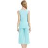 image:imageWiWi Women Pajama Set Sleeveless Top with Capri Pants Viscose from Bamboo Super Soft VNeck Tank Cooling PJ Sets SXXLCaqua