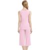 image:imageWiWi Women Pajama Set Sleeveless Top with Capri Pants Viscose from Bamboo Super Soft VNeck Tank Cooling PJ Sets SXXLCpink