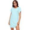 image:imageWiWi Womens Bamboo Viscose Nightgowns Soft Short Sleeve Sleep Shirt Lightweight Cool Nightshirt Pajama Dress SXXLCaqua