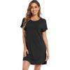 image:imageWiWi Womens Bamboo Viscose Nightgowns Soft Short Sleeve Sleep Shirt Lightweight Cool Nightshirt Pajama Dress SXXLCblack