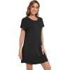 image:imageWiWi Womens Bamboo Viscose Nightgowns Soft Short Sleeve Sleep Shirt Lightweight Cool Nightshirt Pajama Dress SXXLCblack