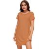 image:imageWiWi Womens Bamboo Viscose Nightgowns Soft Short Sleeve Sleep Shirt Lightweight Cool Nightshirt Pajama Dress SXXLCburnt Orange
