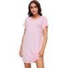 image:imageWiWi Womens Bamboo Viscose Nightgowns Soft Short Sleeve Sleep Shirt Lightweight Cool Nightshirt Pajama Dress SXXLCpink