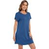 image:imageWiWi Womens Bamboo Viscose Nightgowns Soft Short Sleeve Sleep Shirt Lightweight Cool Nightshirt Pajama Dress SXXLCprussian Blue