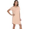 image:imageWiWi Womens Bamboo Viscose Nightgowns Soft Short Sleeve Sleep Shirt Lightweight Cool Nightshirt Pajama Dress SXXLDbeige