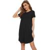 image:imageWiWi Womens Bamboo Viscose Nightgowns Soft Short Sleeve Sleep Shirt Lightweight Cool Nightshirt Pajama Dress SXXLDblack