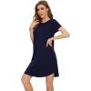 image:imageWiWi Womens Bamboo Viscose Nightgowns Soft Short Sleeve Sleep Shirt Lightweight Cool Nightshirt Pajama Dress SXXLDnavy