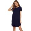 image:imageWiWi Womens Bamboo Viscose Nightgowns Soft Short Sleeve Sleep Shirt Lightweight Cool Nightshirt Pajama Dress SXXLDnavy