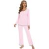 image:imageWiWi Womens Pajama Sets Soft Long Sleeves Top with Pants Cooling PJ 2 Piece Viscose from Bamboo Loungewear Set SXXLApink