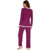 image:imageWiWi Womens Pajama Sets Soft Long Sleeves Top with Pants Cooling PJ 2 Piece Viscose from Bamboo Loungewear Set SXXLApurplish Red