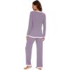 image:imageWiWi Womens Pajama Sets Soft Long Sleeves Top with Pants Cooling PJ 2 Piece Viscose from Bamboo Loungewear Set SXXLAviolet