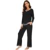 image:imageWiWi Womens Pajama Sets Soft Long Sleeves Top with Pants Cooling PJ 2 Piece Viscose from Bamboo Loungewear Set SXXLCblack