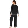 image:imageWiWi Womens Pajama Sets Soft Long Sleeves Top with Pants Cooling PJ 2 Piece Viscose from Bamboo Loungewear Set SXXLCblack