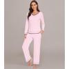 image:imageWiWi Womens Pajama Sets Soft Long Sleeves Top with Pants Cooling PJ 2 Piece Viscose from Bamboo Loungewear Set SXXLCpink