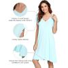 image:imageWiWi Womens Viscose from Bamboo Super Soft Nightgowns Short Sleeve Sleep Night Shirt Cooling Ladies Plus Size Sleepwear S4XAqua