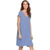 image:imageWiWi Womens Viscose from Bamboo Super Soft Nightgowns Short Sleeve Sleep Night Shirt Cooling Ladies Plus Size Sleepwear S4XFog Blue